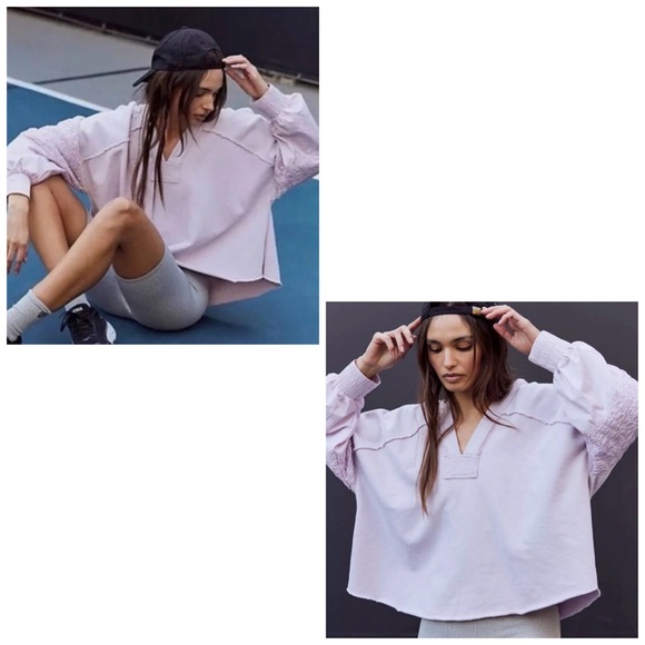 Free People Spin Hooded Pullover Sweatshirt Lilac S NWT - Picture 2 of 12